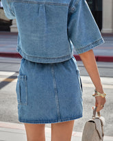 Tina Cargo Drawstring Denim Mini Skirt